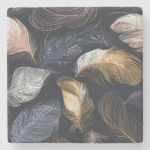 Elegant Feather Bohemian Stone Onderzetter (Voorkant)