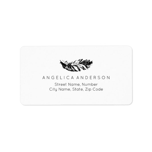 Elegant Feather Custom Address Label (Voorkant)