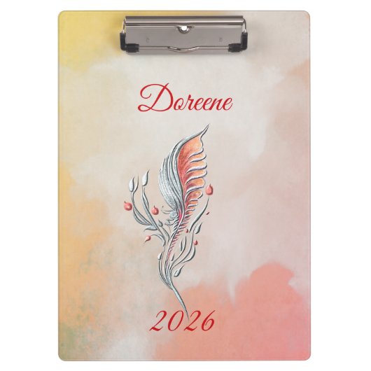Elegant Feather Floral Watercolour clipboard Klembord (Voorkant)