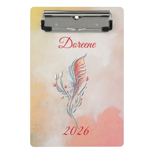 Elegant Feather Floral Watercolour mini clipboard  Klembord (Voorkant)