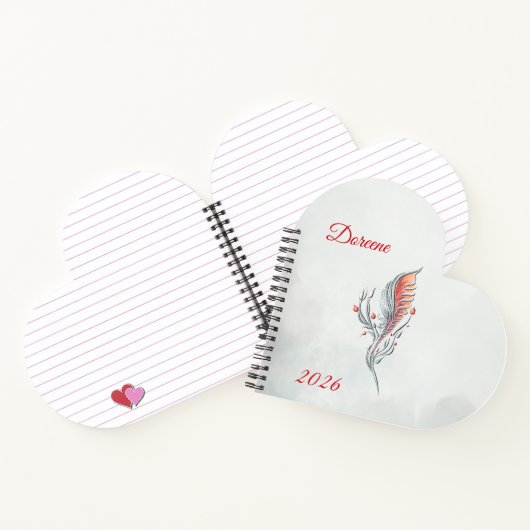 Elegant Feather Floral Watercolour  notebook  Notitieboek (Binnen)