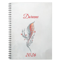 Elegant Feather Floral Watercolour  notebook  Notitieboek
