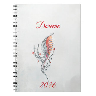 Elegant Feather Floral Watercolour  notebook  Notitieboek