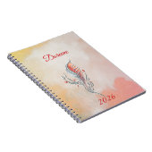 Elegant Feather Floral Watercolour  notebook  Notitieboek (Rechterzijde)