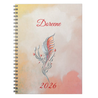 Elegant Feather Floral Watercolour  notebook  Notitieboek