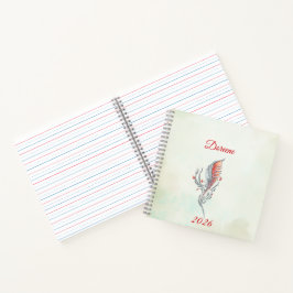 Elegant Feather Floral Watercolour  notebook  Notitieboek