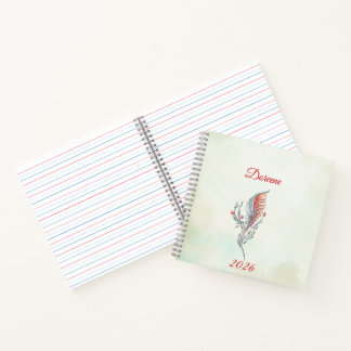 Elegant Feather Floral Watercolour  notebook  Notitieboek