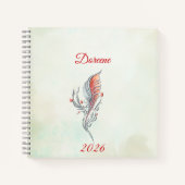 Elegant Feather Floral Watercolour  notebook  Notitieboek (Voorkant)