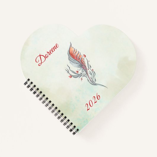 Elegant Feather Floral Watercolour  notebook  Notitieboek (Voorkant)