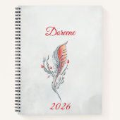 Elegant Feather Floral Watercolour  notebook  Notitieboek (Voorkant)