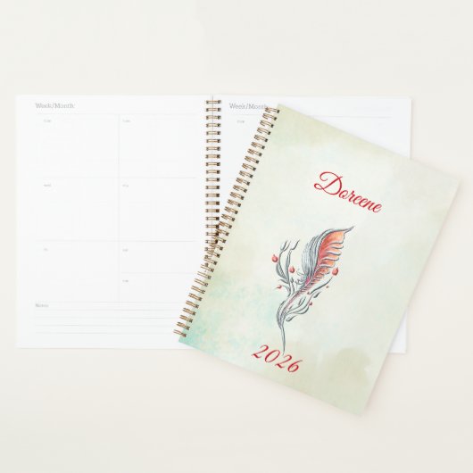 Elegant Feather Floral Watercolour  planner (Display)