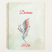 Elegant Feather Floral Watercolour  planner (Voorkant)