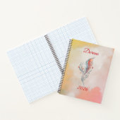 Elegant Feather Floral Watercolour Spiral Notebook Notitieboek (Binnen)