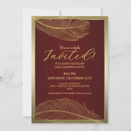 Elegant Feather Invitation Card Luxury Celebration Kaart