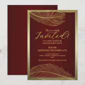 Elegant Feather Invitation Card Luxury Celebration Kaart (Voorkant / Achterkant)