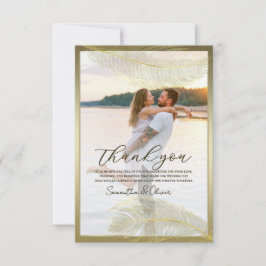 Elegant Feather Photo Thank You Card  Luxury Event Bedankkaart