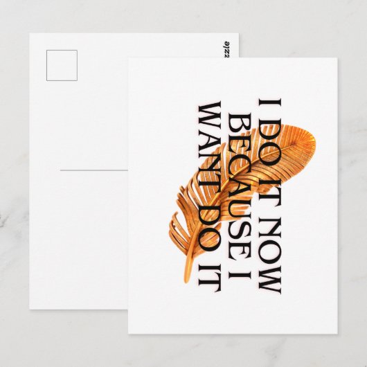 Elegant Feather Quote Invitation Kaart – Modern Mi (Voorkant / Achterkant)