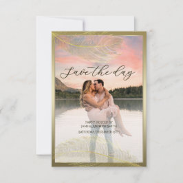 Elegant Feather Save The Date Photo Card