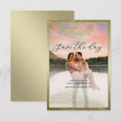 Elegant Feather Save The Date Photo Card (Voorkant / Achterkant)