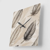 Elegant Feathers Clock Vierkante Klok (Hoek)