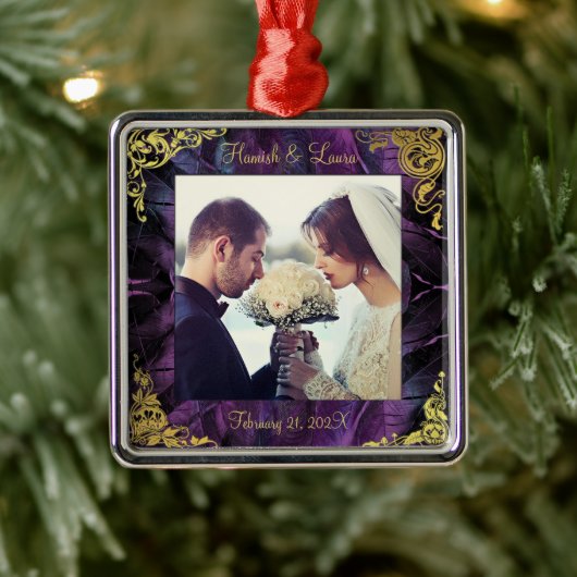 Elegant Feathers Gold Border Keepomwille Metalen Ornament (Boom)