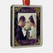 Elegant Feathers Gold Border Keepomwille Metalen Ornament (Rechts)