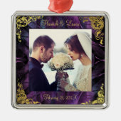 Elegant Feathers Gold Border Keepomwille Metalen Ornament (Voorkant)