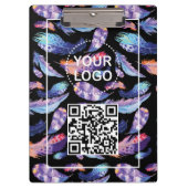 Elegant Feathers Logo QR code Promotie Business Klembord (Voorkant)