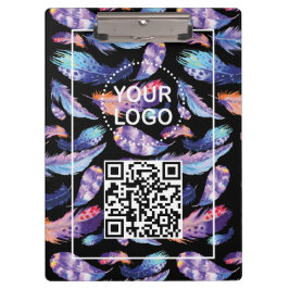 Elegant Feathers Logo QR code Promotie Business Klembord