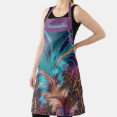 Elegant Feathers Paars Blauwgroen Abstract Schort (Insitu)