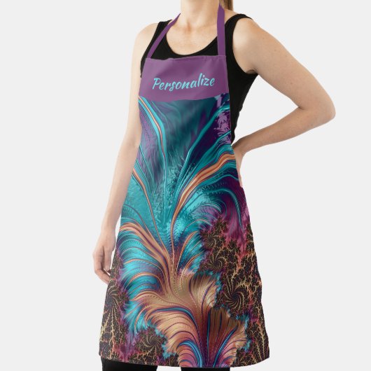 Elegant Feathers Paars Blauwgroen Abstract Schort (Insitu)