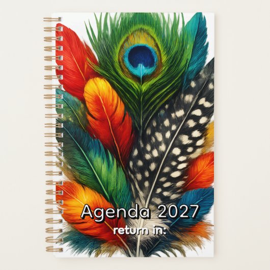 Elegant Feathers Pattern Personalized Planner Jour (Voorkant)