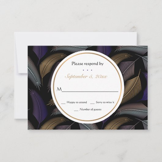 Elegant Feathers RSVP-kaarten RSVP Kaartje (Voorkant)