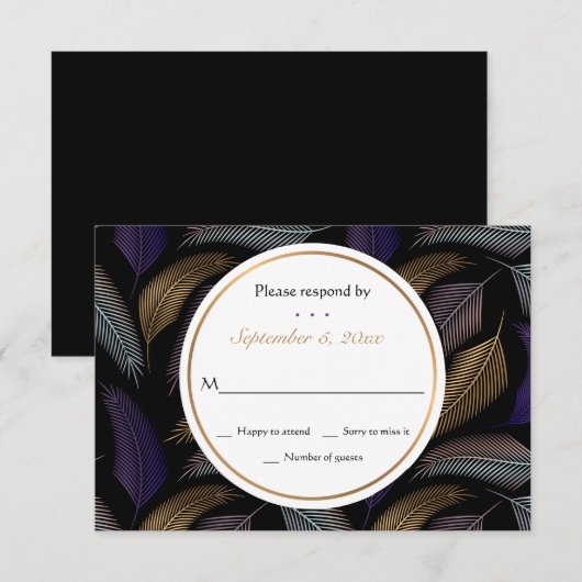 Elegant Feathers RSVP-kaarten RSVP Kaartje (Voorkant / Achterkant)
