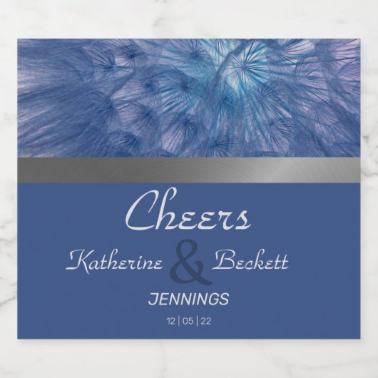 Elegant Feathers Wedding Invitation Sparkling Wijnetiket (Enkel label)