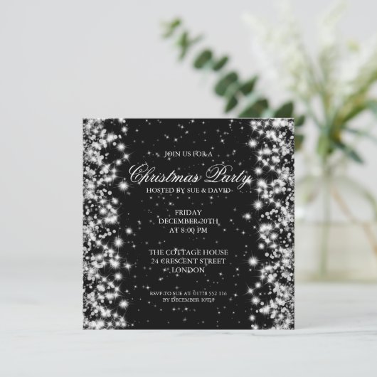 Elegant Feest Glans Zwart Kaart (Staand voorkant)