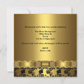Elegant Feest Goud Zwart Bloem Kaart (Achterkant)
