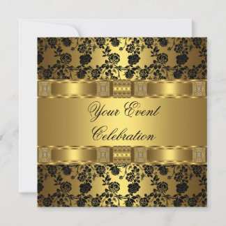 Elegant Feest Goud Zwart Bloem Kaart