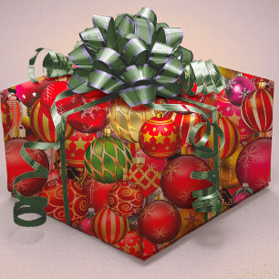 Elegant feestdagen met gouden kerstversieringen cadeaupapier