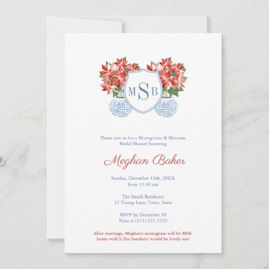 Elegant Feestdagen Monogrammen & Mimosas Vrijgezel Kaart (Voorkant)