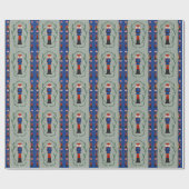 Elegant Feestelijk Blauw Vrolijk Kerstmis Notenkra Cadeaupapier (Vlak)