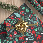 Elegant feestelijk botanisch kerstpatroon cadeaupapier