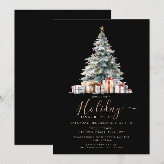 Elegant feestelijk diner kaart (Voorkant / Achterkant)