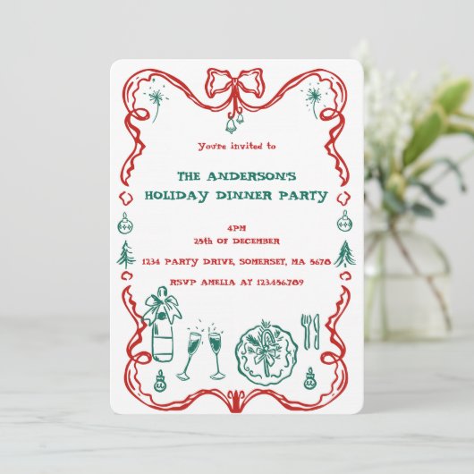 Elegant feestelijk feestelijk diner kaart (Staand voorkant)