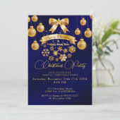 Elegant Feestelijk Gouden Boog Blauw Kerstfeest Kaart (Staand voorkant)