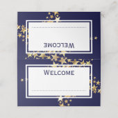 Elegant feestelijk | Gouden sterren op Navy Blue Plaatskaartje (Buitenkant ongevouwen)