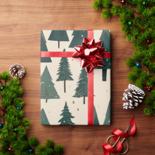 Elegant feestelijk kerstboom patroon cadeaupapier