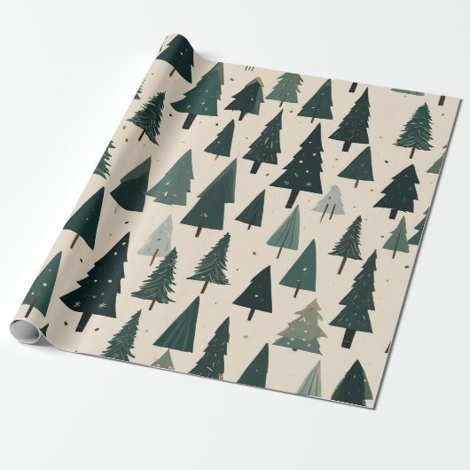 Elegant feestelijk kerstboom patroon cadeaupapier (Uitgerold)
