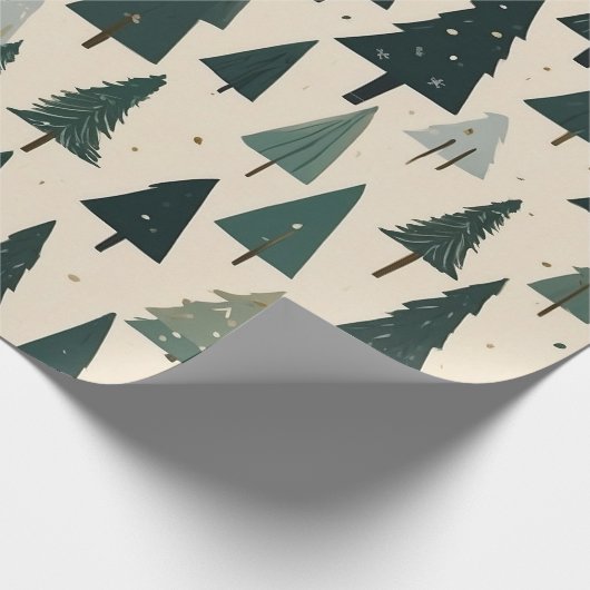 Elegant feestelijk kerstboom patroon cadeaupapier (Hoek)