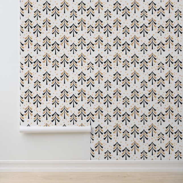 Elegant feestelijk kerstboompatroon behang (Applicatie)